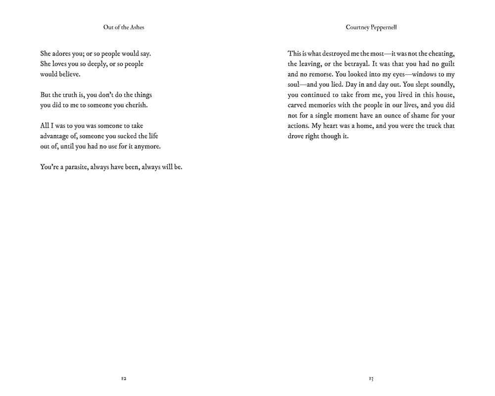Out of the Ashes by Courtney  Peppernell: Paperback; 224 pages / English