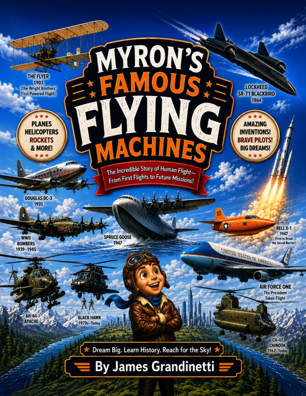 Myron’s Famous Flying Machines: The Incredible Story of Human Flight (The Adventures of Myron the Ant, #4) by James Grandinetti, Signed by Local Author