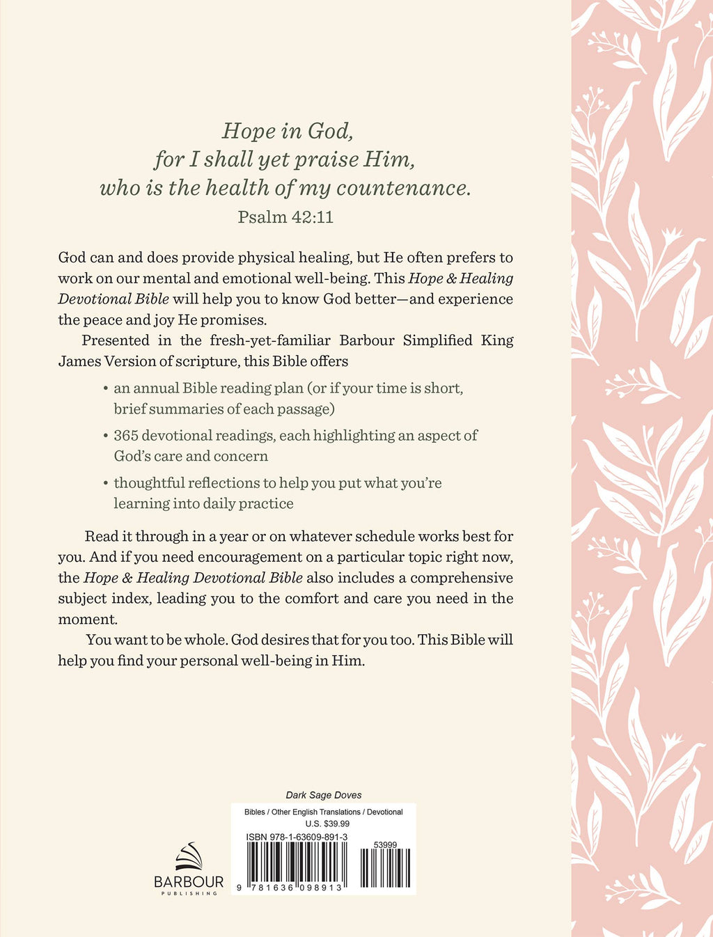 The Hope & Healing Devotional Bible [Dark Sage Doves]
