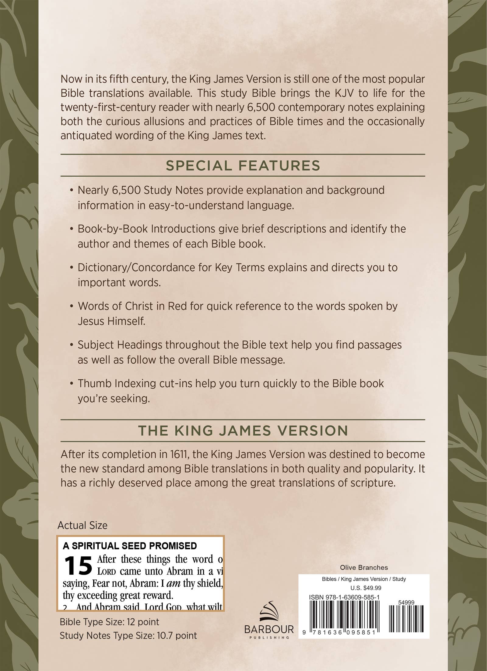 The KJV Study Bible, Large Print [Olive Branches]