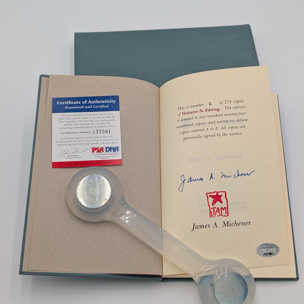 Ventures In Editing by James A. Michener – Signed Limited First Edition (#2 of 274) with PSA/DNA COA, in Slipcase (1995)