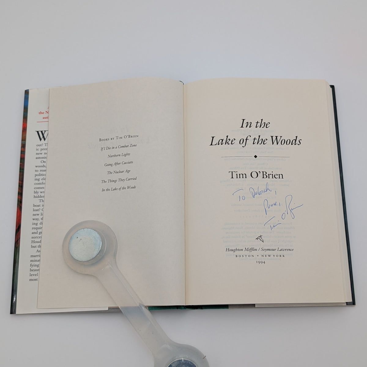 In the Lake of the Woods — Tim O’Brien — Signed First Edition / First Printing (1994)