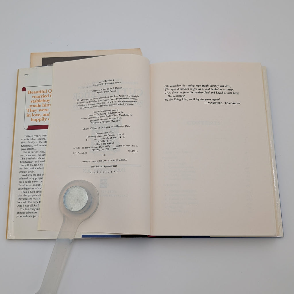 The Cutting Edge — Dave Duncan — 1992 First Edition — Signed — in Brodart + Publisher Postcard