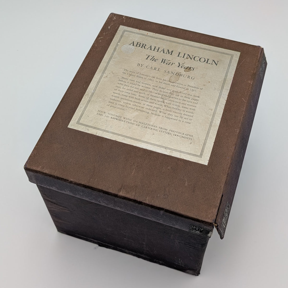 Abraham Lincoln: The War Years. First Trade Edition (1939). Warmly Inscribed Presentation Copy to Nelson Griswold, with Bookplates, Reader’s Notes, and Original Slipcase
