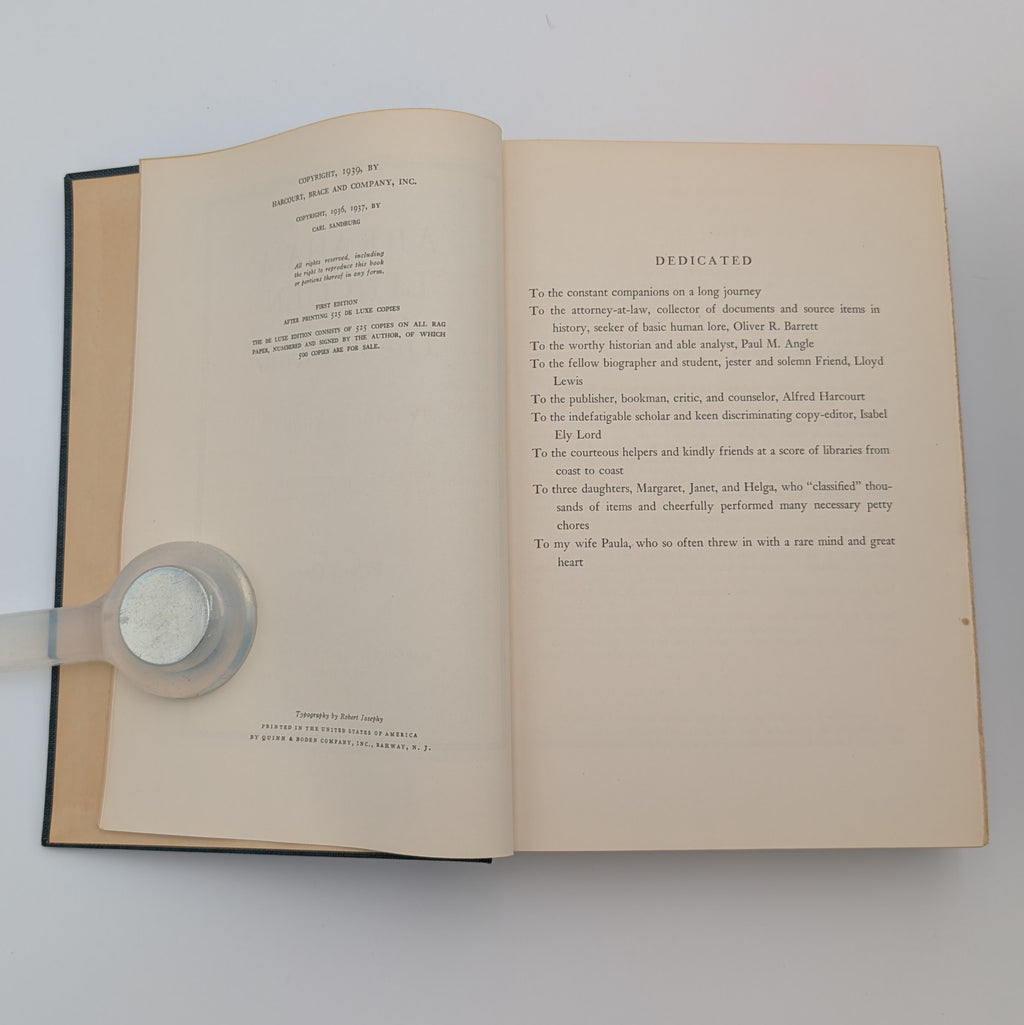 Abraham Lincoln: The War Years. First Trade Edition (1939). Warmly Inscribed Presentation Copy to Nelson Griswold, with Bookplates, Reader’s Notes, and Original Slipcase