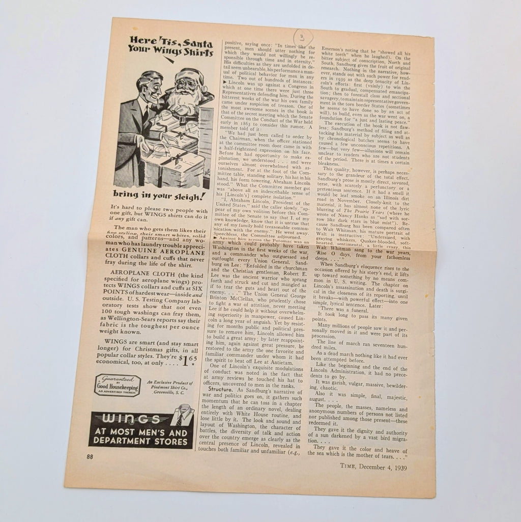 Abraham Lincoln: The War Years. First Trade Edition (1939). Warmly Inscribed Presentation Copy to Nelson Griswold, with Bookplates, Reader’s Notes, and Original Slipcase