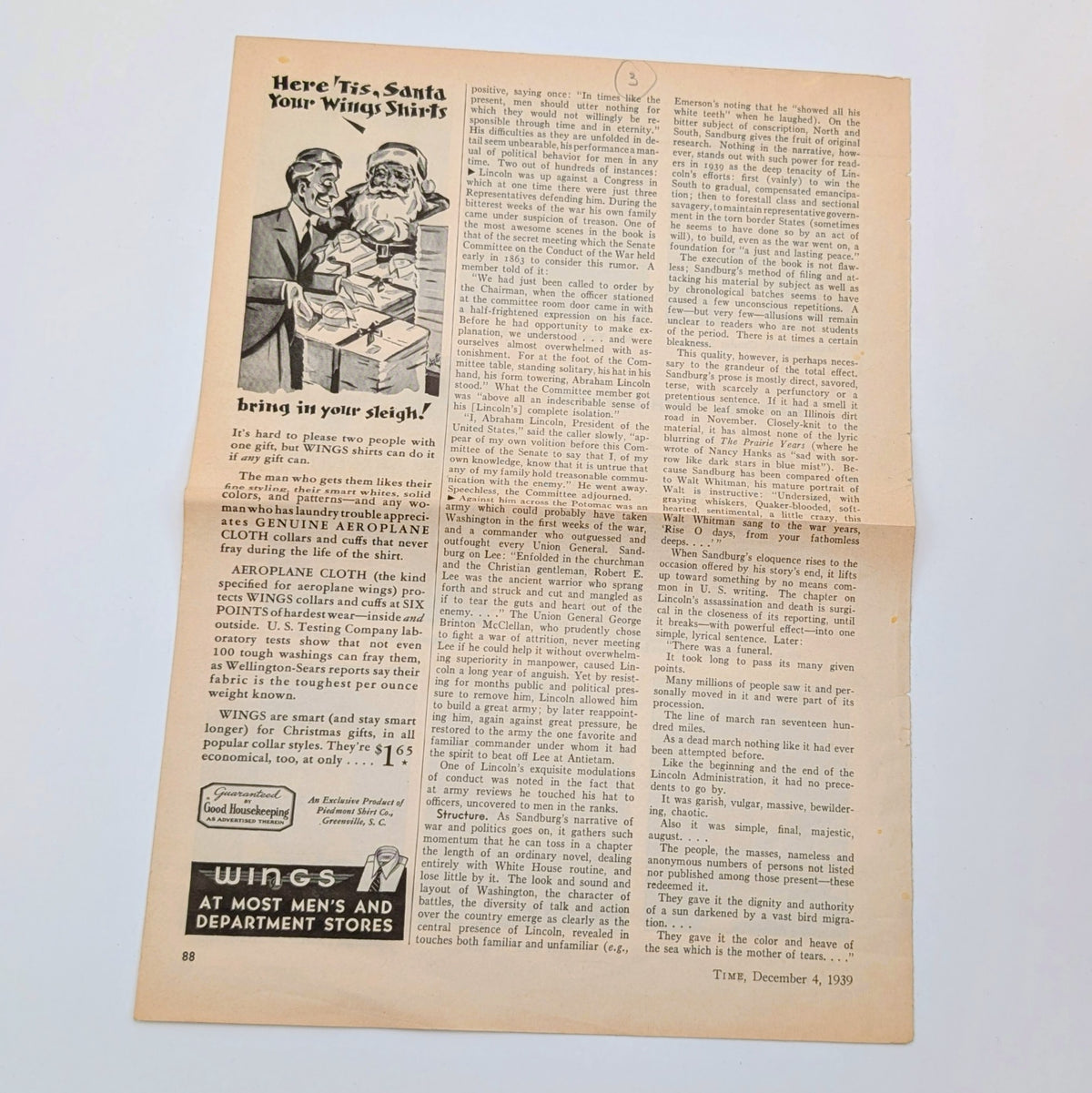 Abraham Lincoln: The War Years. First Trade Edition (1939). Warmly Inscribed Presentation Copy to Nelson Griswold, with Bookplates, Reader’s Notes, and Original Slipcase