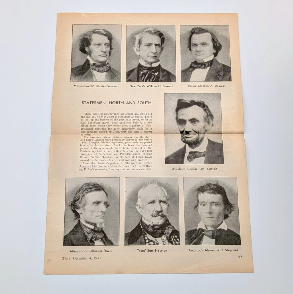 Abraham Lincoln: The War Years. First Trade Edition (1939). Warmly Inscribed Presentation Copy to Nelson Griswold, with Bookplates, Reader’s Notes, and Original Slipcase