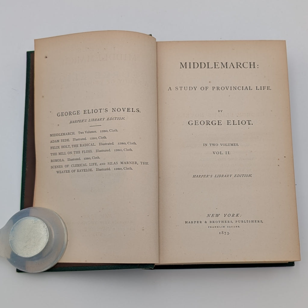 1873 MIDDLEMARCH • George Eliot • Harper & Brothers • SCARCE 2‑Volume Set • A Study of Provincial Life