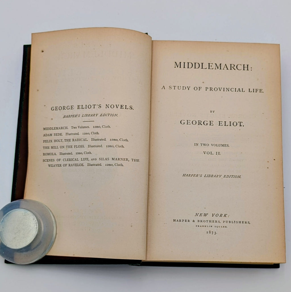 1873 MIDDLEMARCH • George Eliot • Harper & Brothers • SCARCE 2‑Volume Set • A Study of Provincial Life