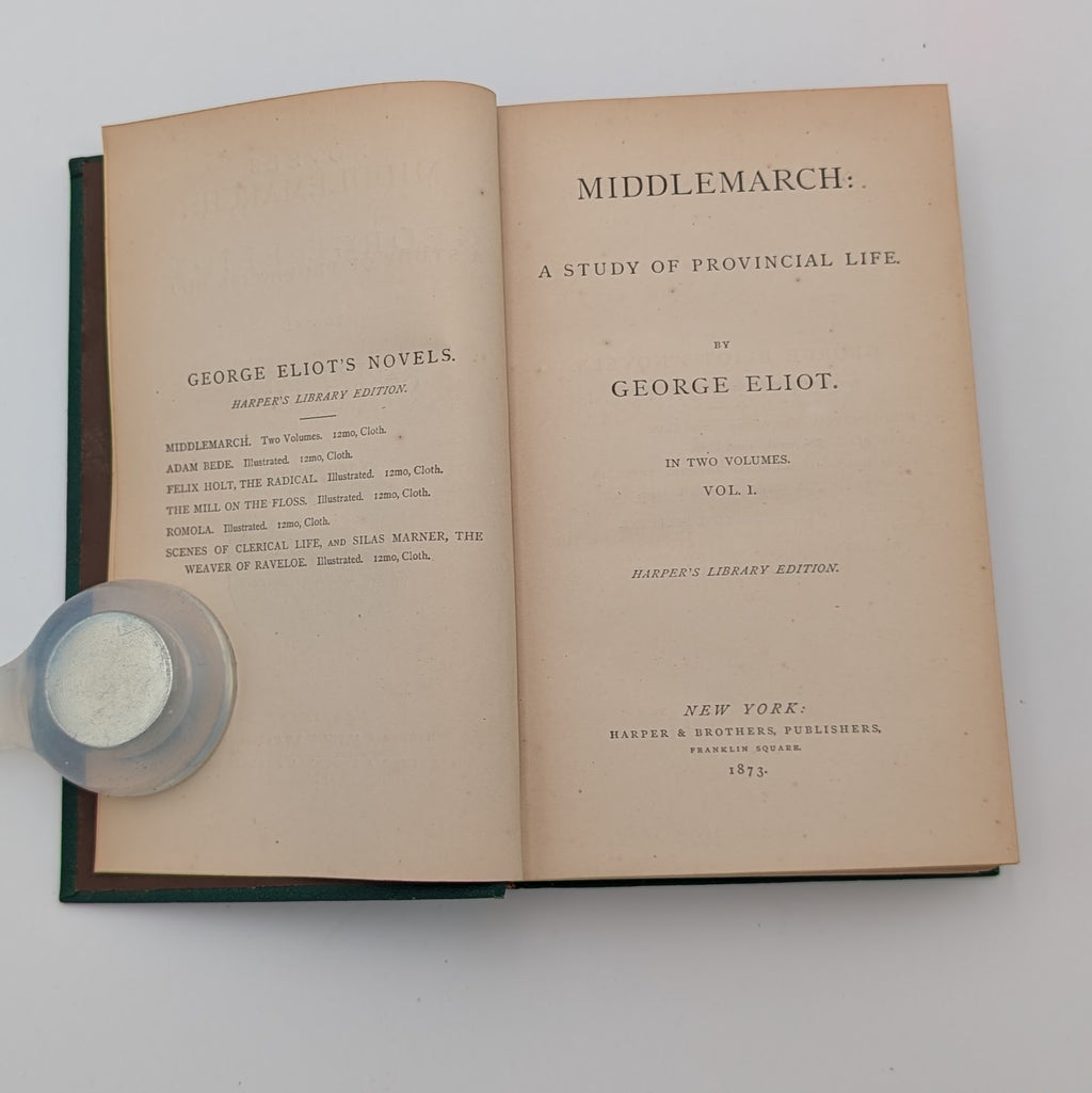 1873 MIDDLEMARCH • George Eliot • Harper & Brothers • SCARCE 2‑Volume Set • A Study of Provincial Life